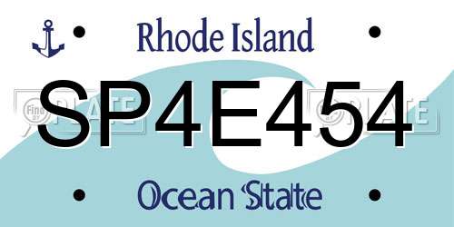 SP4E454 Rhode Island License Plate