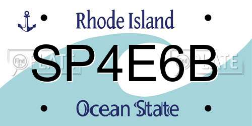 SP4E6B Rhode Island License Plate