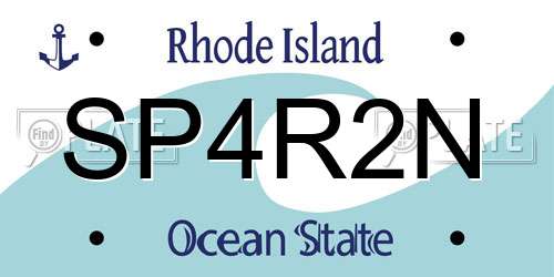 SP4R2N Rhode Island License Plate