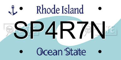 SP4R7N Rhode Island License Plate