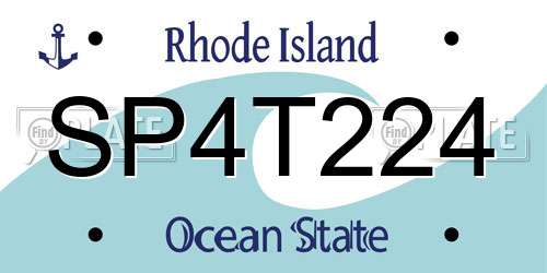 SP4T224 Rhode Island License Plate