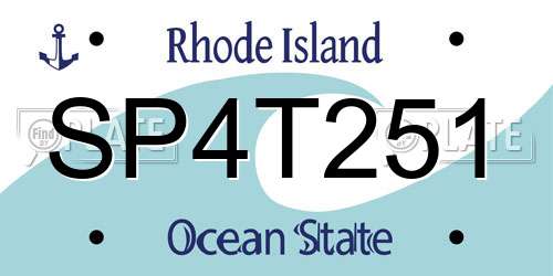 SP4T251 Rhode Island License Plate