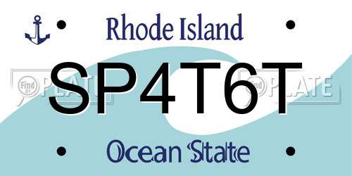SP4T6T Rhode Island License Plate