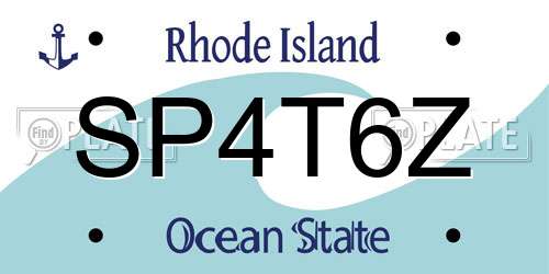 SP4T6Z Rhode Island License Plate