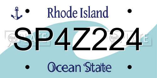 SP4Z224 Rhode Island License Plate