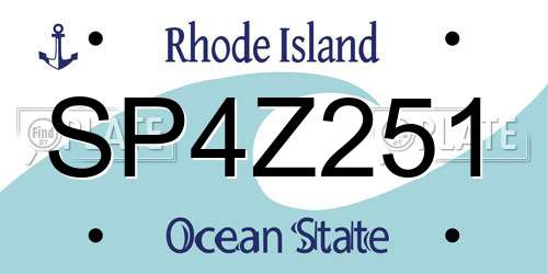 SP4Z251 Rhode Island License Plate