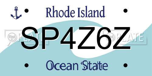 SP4Z6Z Rhode Island License Plate