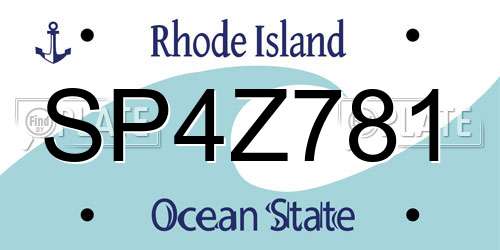 SP4Z781 Rhode Island License Plate