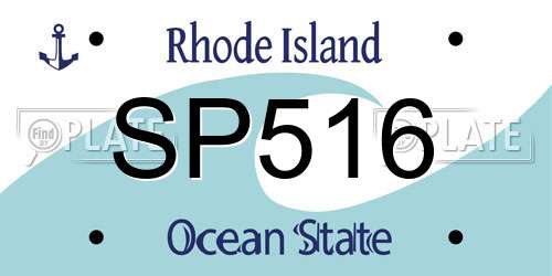 SP516 Rhode Island License Plate