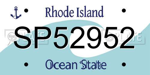 SP52952 Rhode Island License Plate