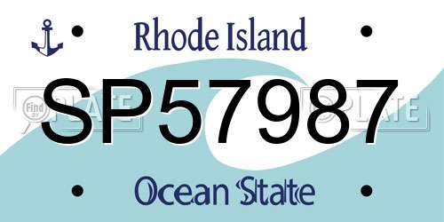 SP57987 Rhode Island License Plate