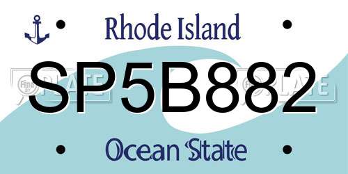 SP5B882 Rhode Island License Plate