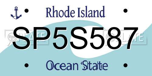 SP5S587 Rhode Island License Plate
