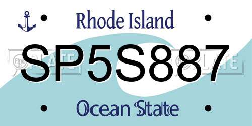 SP5S887 Rhode Island License Plate