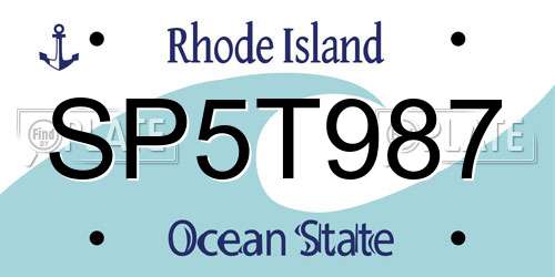 SP5T987 Rhode Island License Plate