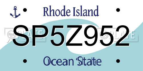 SP5Z952 Rhode Island License Plate