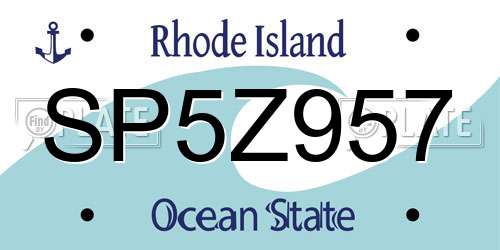 SP5Z957 Rhode Island License Plate