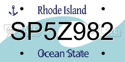 SP5Z982 Rhode Island License Plate