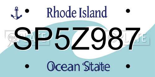 SP5Z987 Rhode Island License Plate