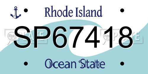 SP67418 Rhode Island License Plate