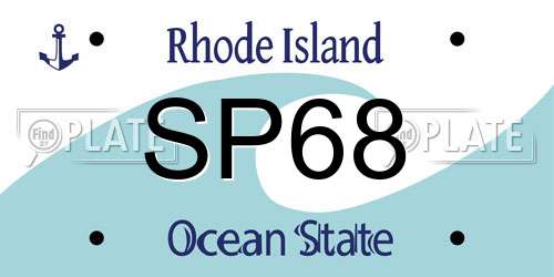 SP68 Rhode Island License Plate