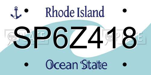 SP6Z418 Rhode Island License Plate