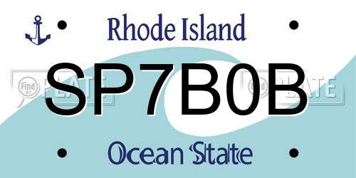 SP7B0B Rhode Island License Plate