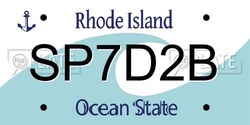 SP7D2B Rhode Island License Plate