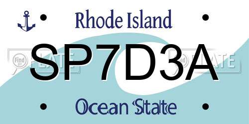 SP7D3A Rhode Island License Plate