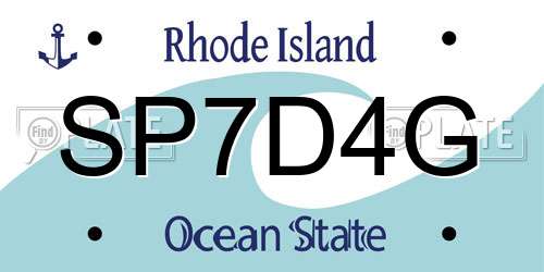 SP7D4G Rhode Island License Plate