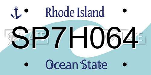 SP7H064 Rhode Island License Plate