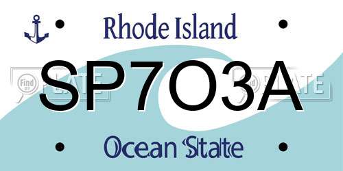 SP7O3A Rhode Island License Plate
