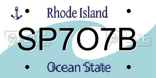 SP7O7B Rhode Island License Plate