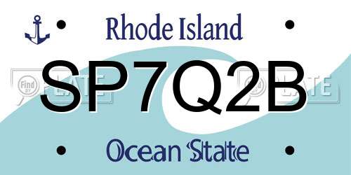 SP7Q2B Rhode Island License Plate