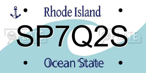 SP7Q2S Rhode Island License Plate