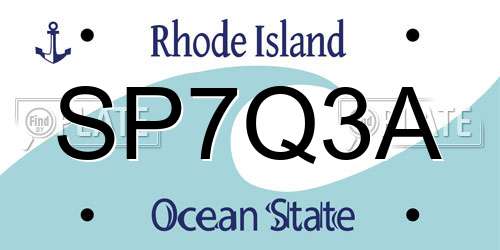 SP7Q3A Rhode Island License Plate