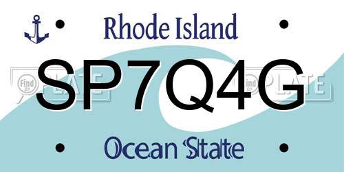 SP7Q4G Rhode Island License Plate
