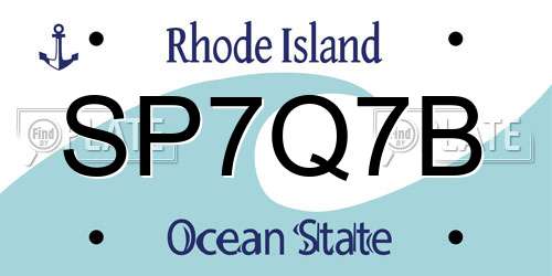 SP7Q7B Rhode Island License Plate