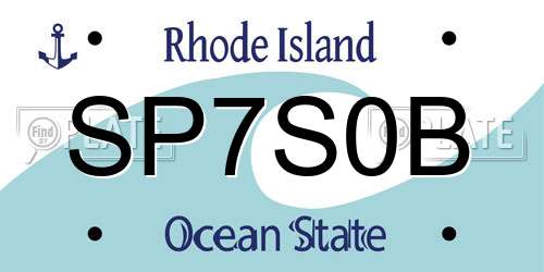 SP7S0B Rhode Island License Plate