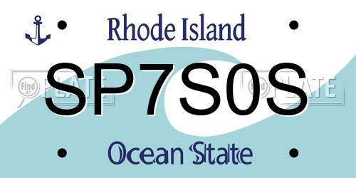 SP7S0S Rhode Island License Plate