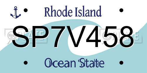 SP7V458 Rhode Island License Plate