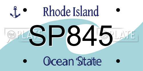 SP845 Rhode Island License Plate