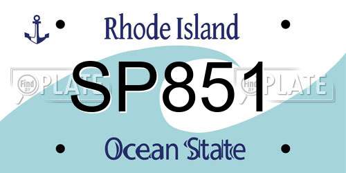 SP851 Rhode Island License Plate