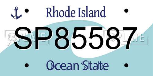 SP85587 Rhode Island License Plate