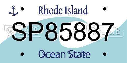 SP85887 Rhode Island License Plate