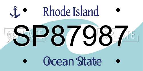 SP87987 Rhode Island License Plate