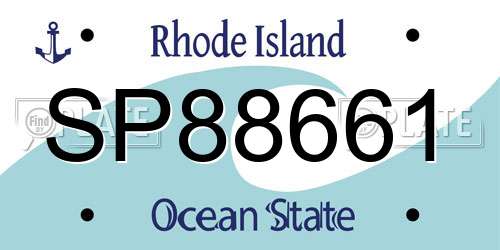 SP88661 Rhode Island License Plate