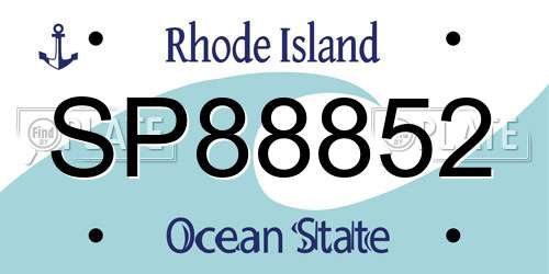 SP88852 Rhode Island License Plate