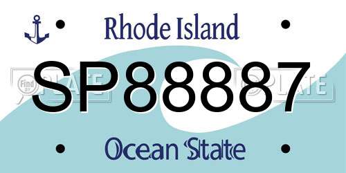 SP88887 Rhode Island License Plate