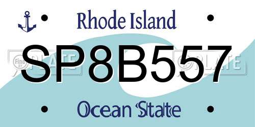 SP8B557 Rhode Island License Plate